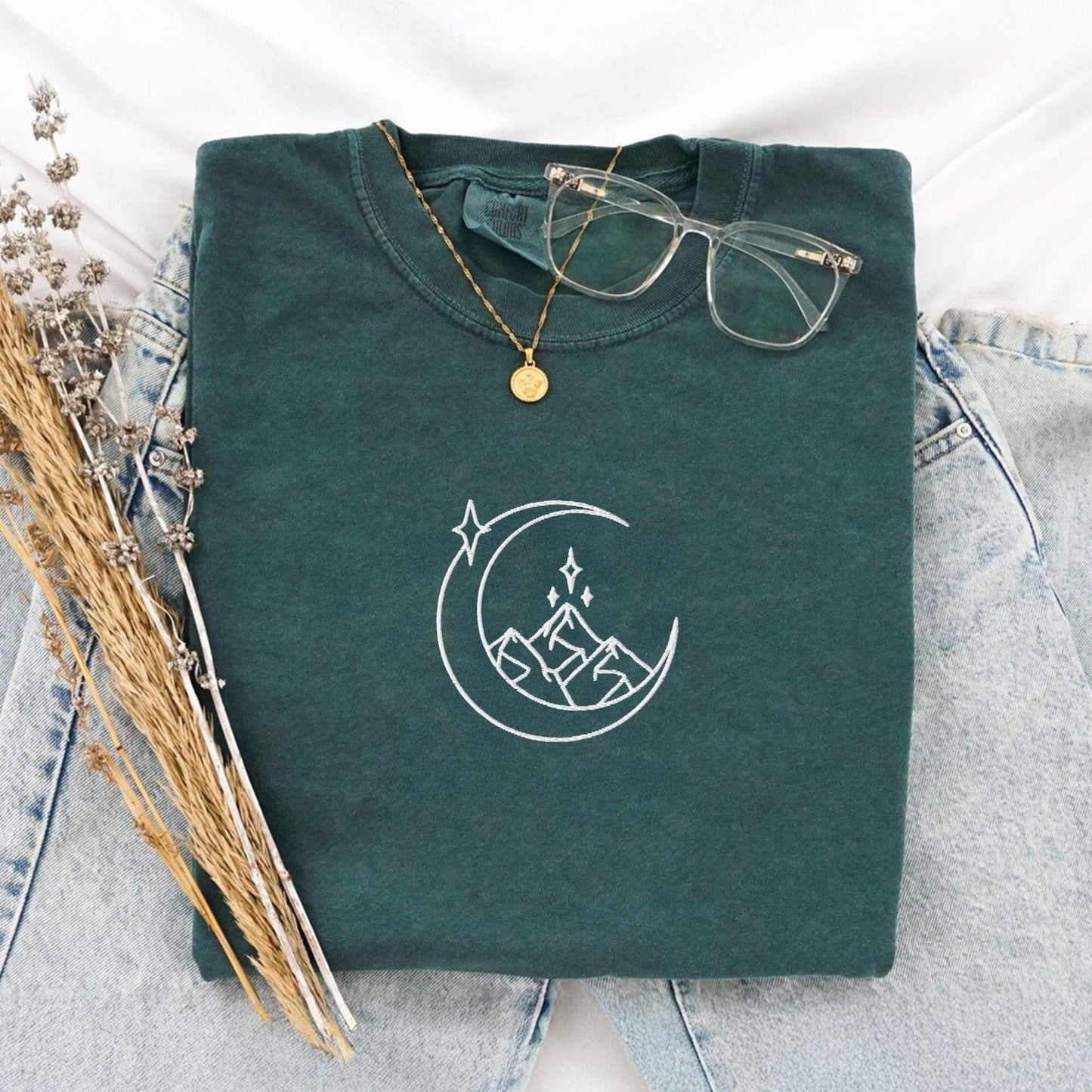 My Store Fantasy Mountains Embroidered Bookish T-Shirt Fantasy Mountains Embroidered Bookish T-Shirt