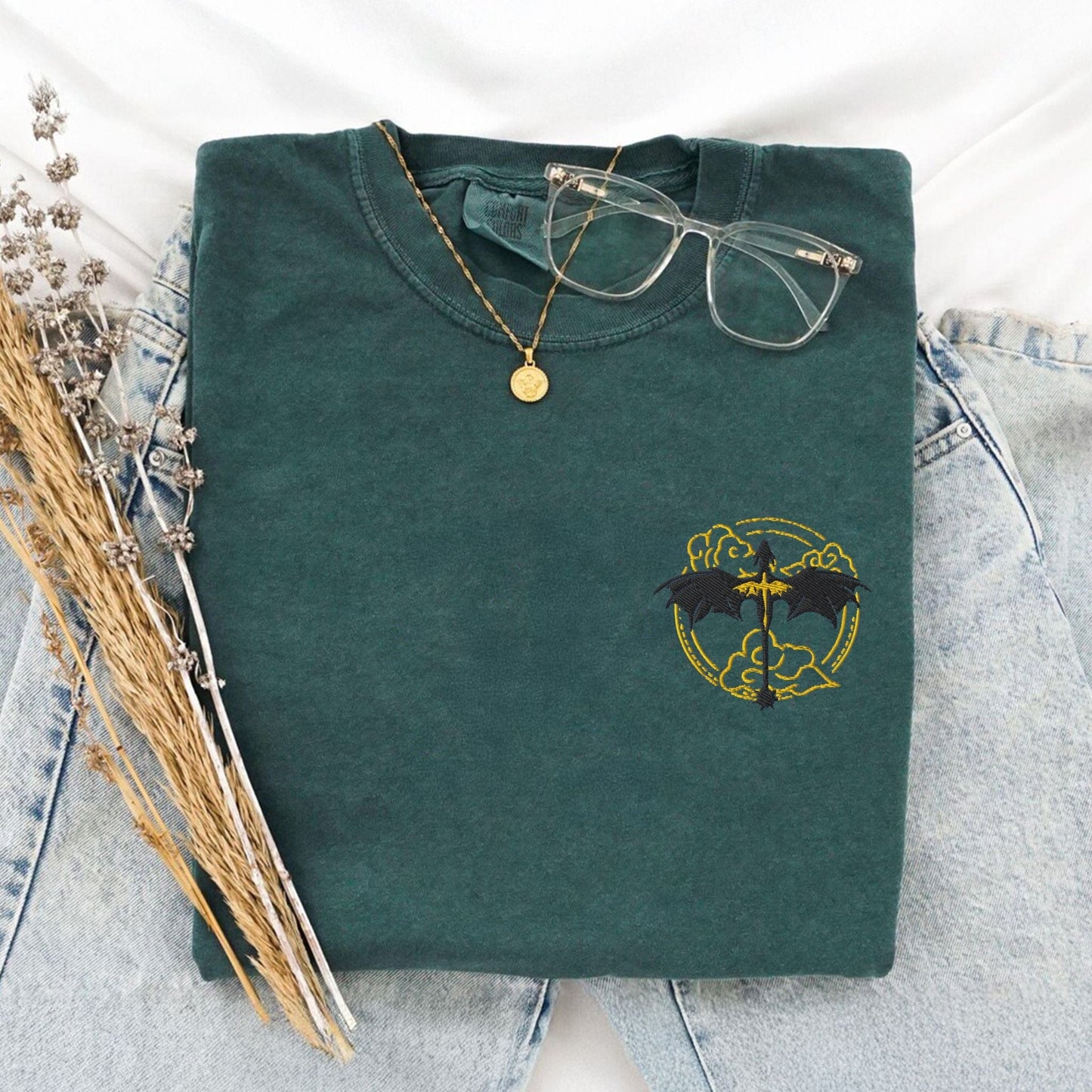 My Store Fantasy Romance Dragons Embroidered Tee Fantasy Romance Dragons Embroidered Tee