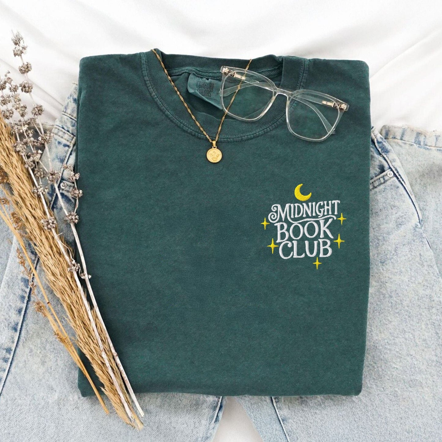 My Store Midnight Book Club Embroidered Bookish T-Shirt Midnight Book Club Embroidered Bookish T-Shirt