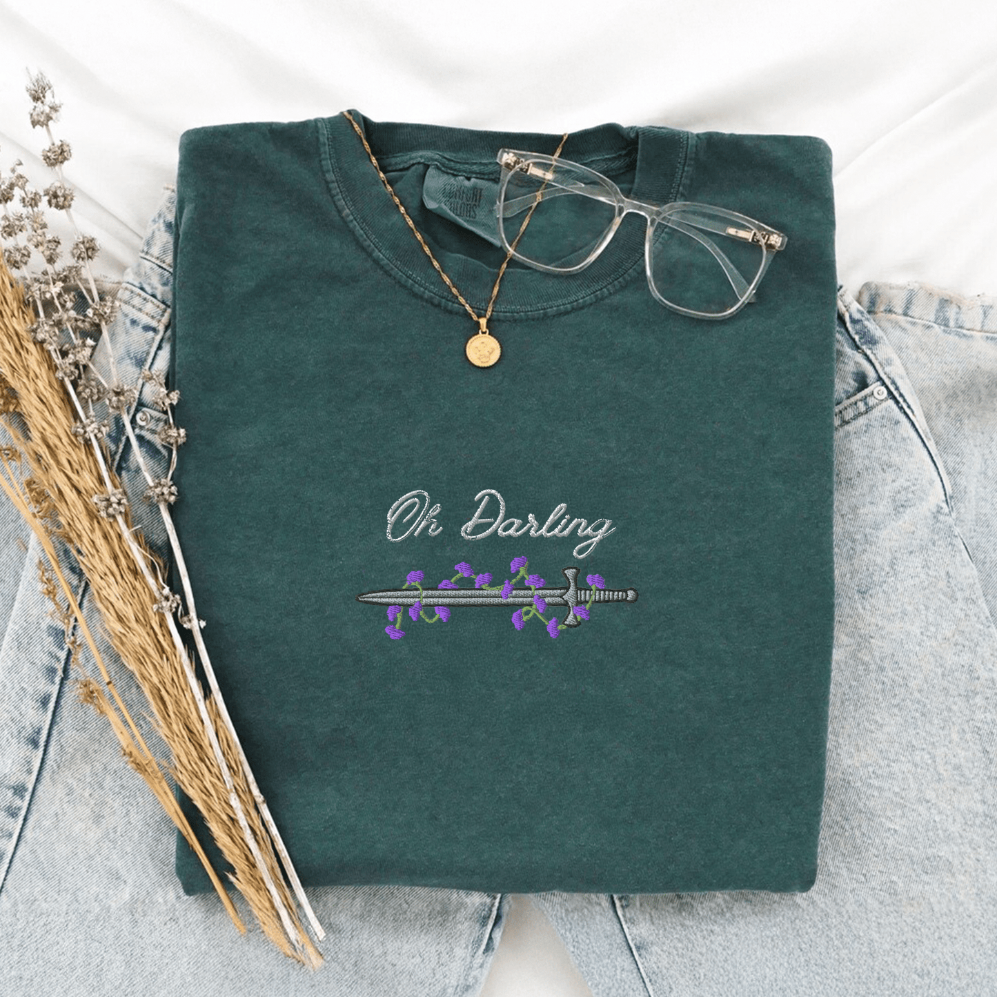 My Store Oh Darling Powerless Comfort Colors Embroidered T-Shirt Oh Darling Powerless Comfort Colors Embroidered T-Shirt
