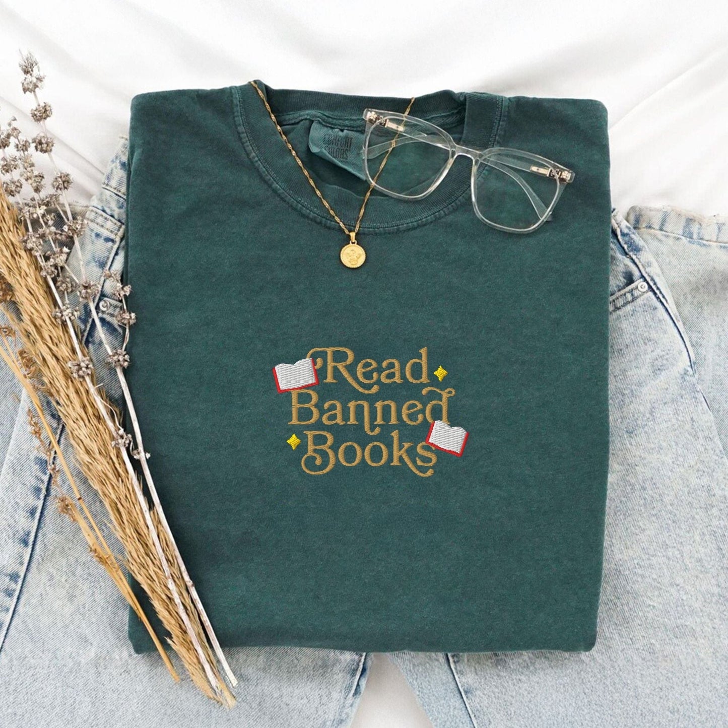 My Store Read Banned Books Embroidered T-Shirt Read Banned Books Embroidered T-Shirt