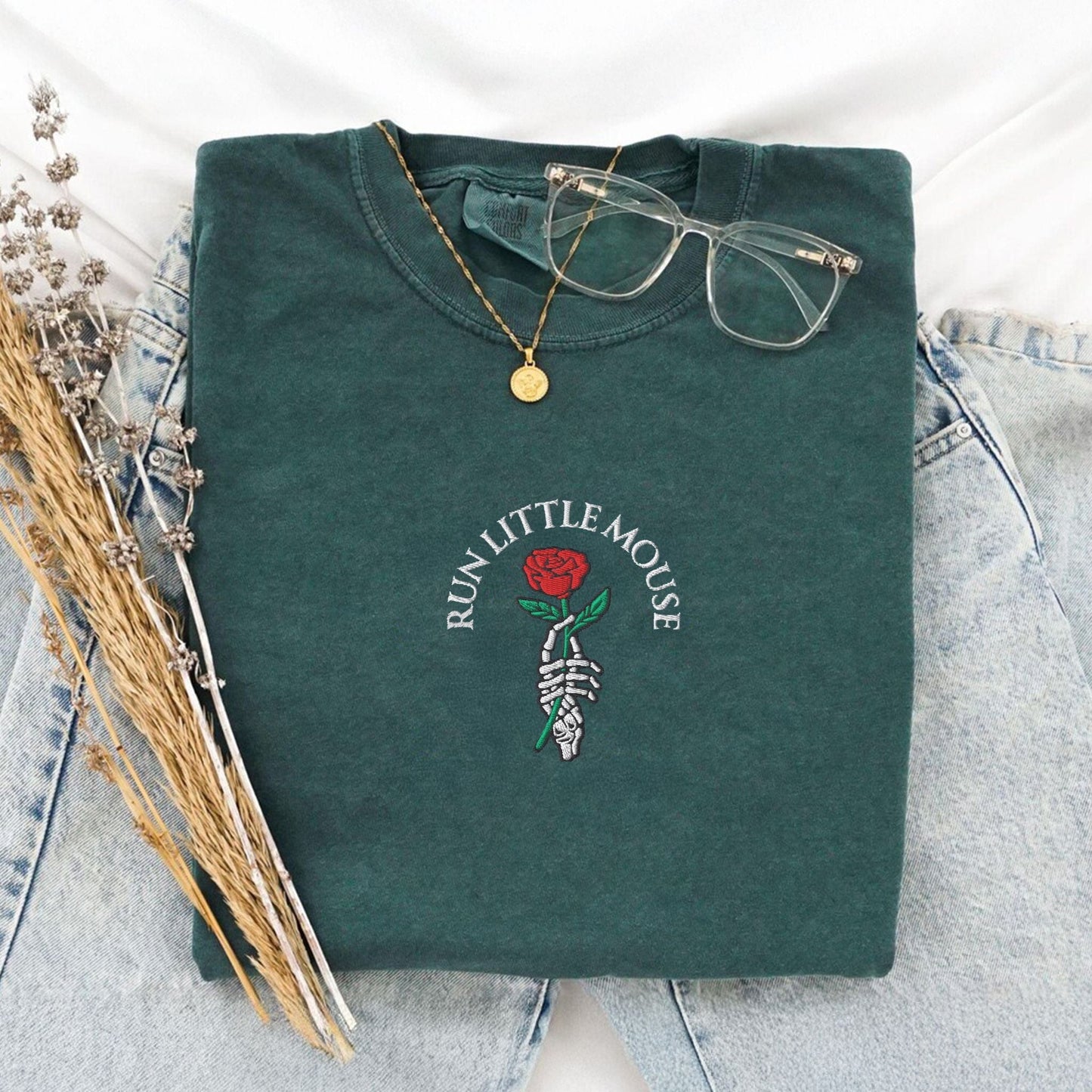 My Store Run Little Mouse Haunting Adeline Embroidered T-Shirt Run Little Mouse Haunting Adeline Embroidered T-Shirt