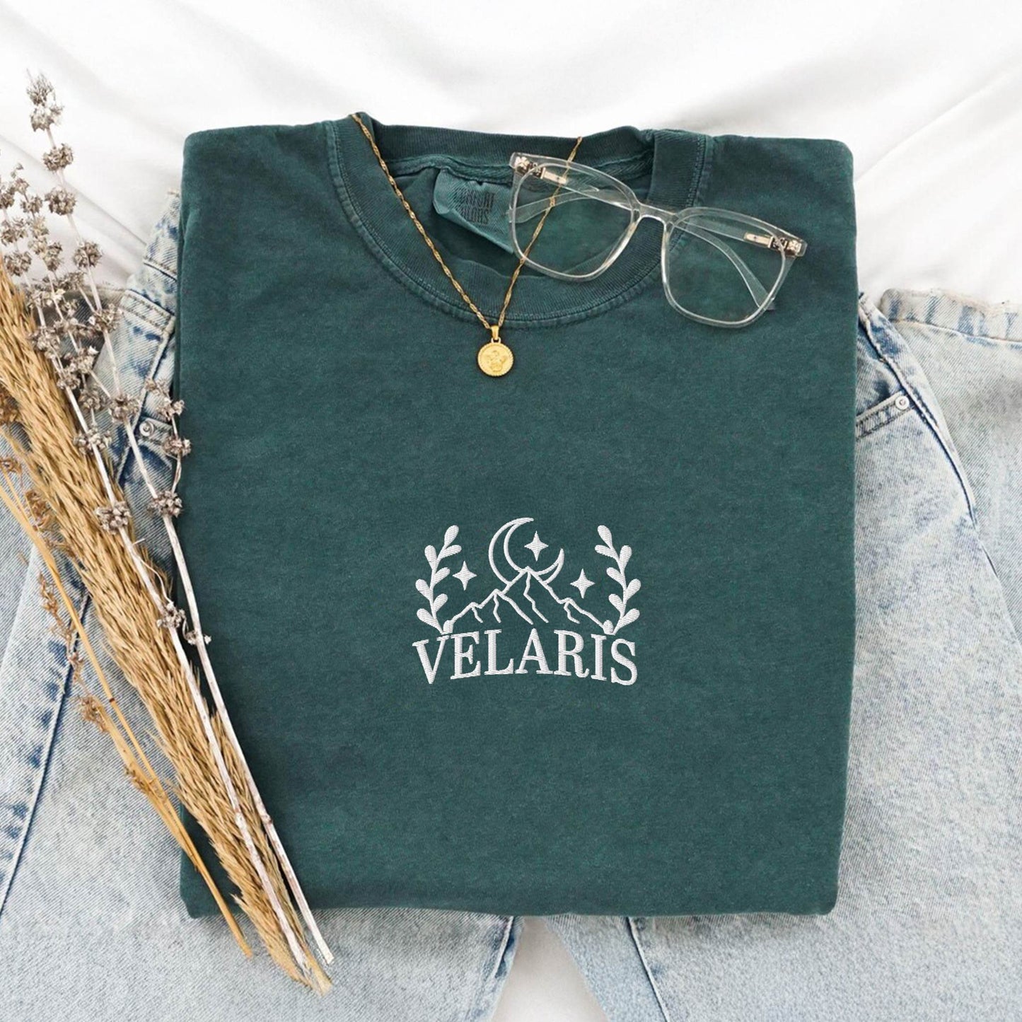 My Store Velaris City of Starlight Embroidered Comfort Colors Tshirt Velaris City of Starlight Embroidered Comfort Colors Tshirt