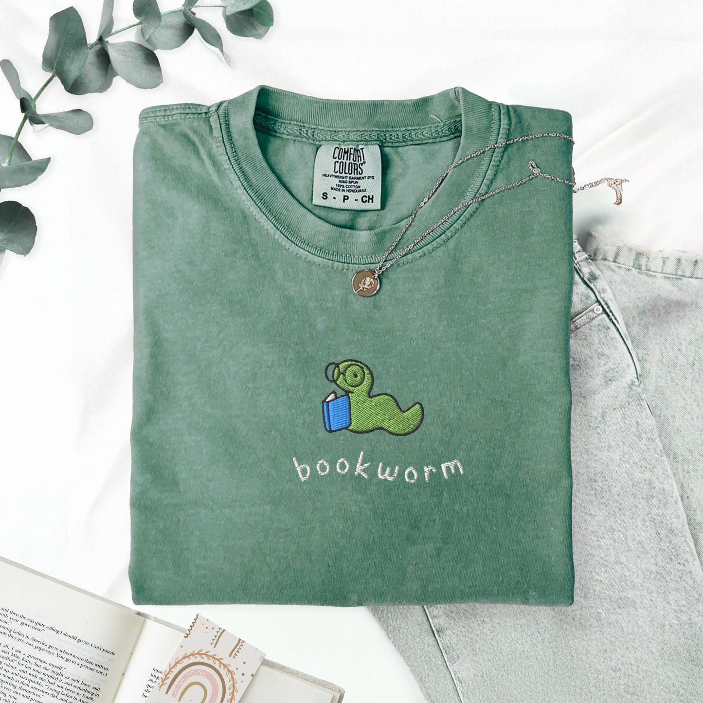 My Store Bookworm Embroidered T-Shirt Bookworm Embroidered T-Shirt
