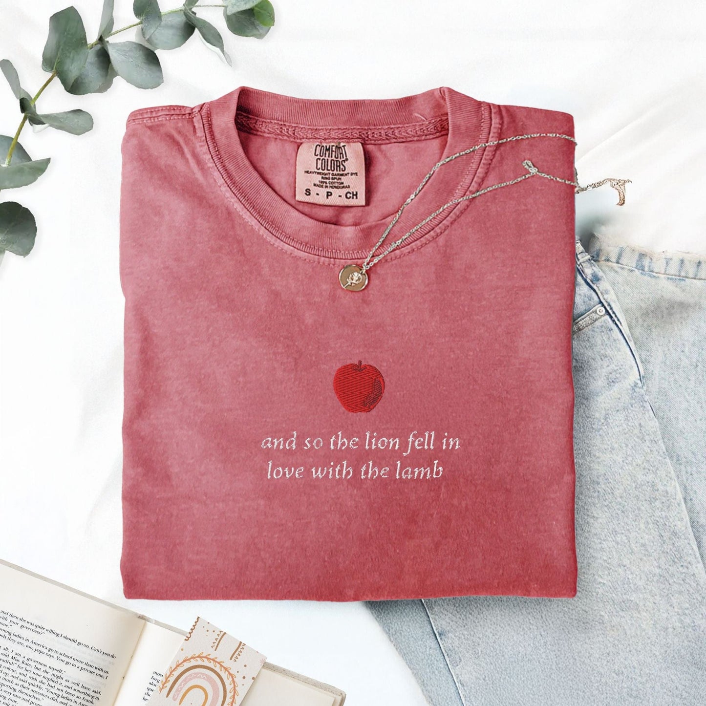 My Store and so the lion fell in love with the lamb' Embroidered T-Shirt and so the lion fell in love with the lamb' Embroidered T-Shirt