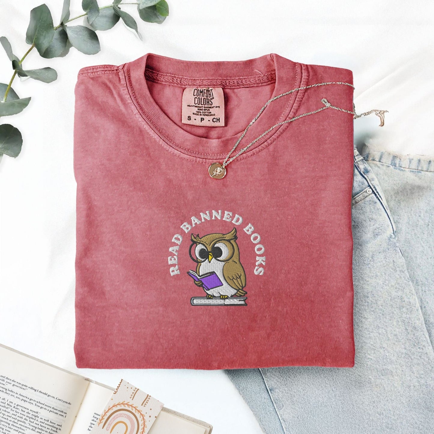 My Store Embroidered Read Banned Books Owl T-Shirt Embroidered Read Banned Books Owl T-Shirt
