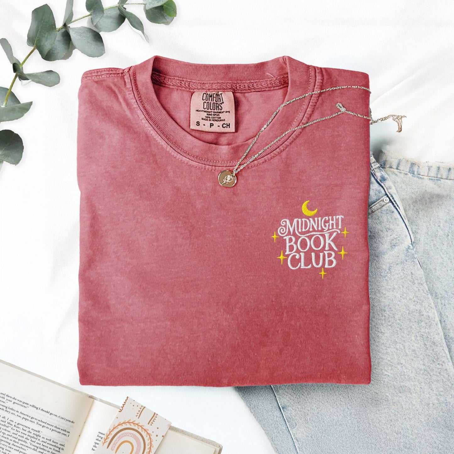 My Store Midnight Book Club Embroidered Bookish T-Shirt Midnight Book Club Embroidered Bookish T-Shirt