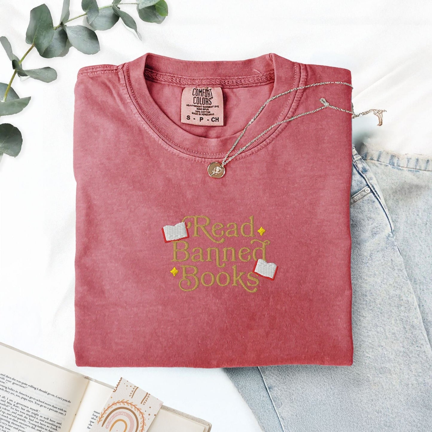 My Store Read Banned Books Embroidered T-Shirt Read Banned Books Embroidered T-Shirt