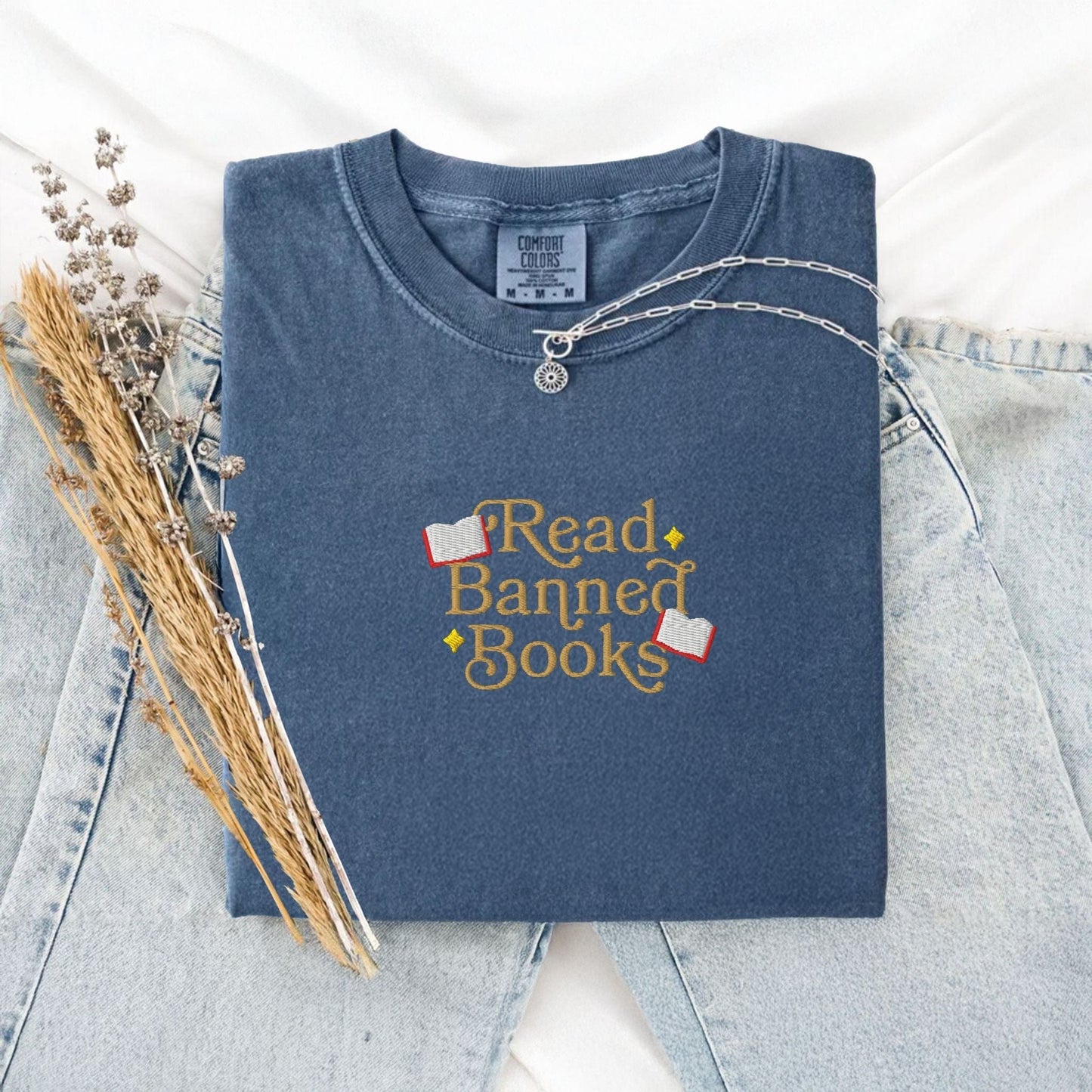 My Store Read Banned Books Embroidered T-Shirt Read Banned Books Embroidered T-Shirt