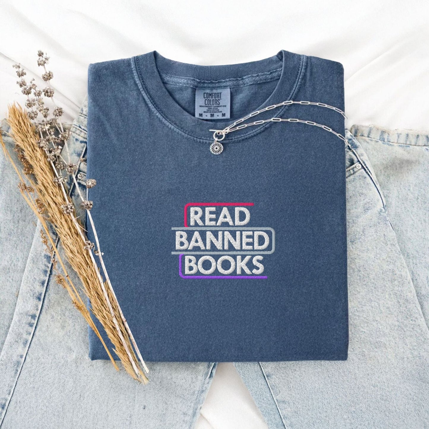 My Store Read Banned Books Embroidered T-Shirt Read Banned Books Embroidered T-Shirt