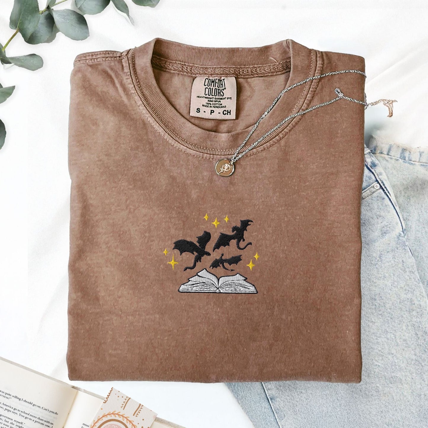 My Store Dragons and Pages Embroidered T-Shirt Dragons and Pages Embroidered T-Shirt
