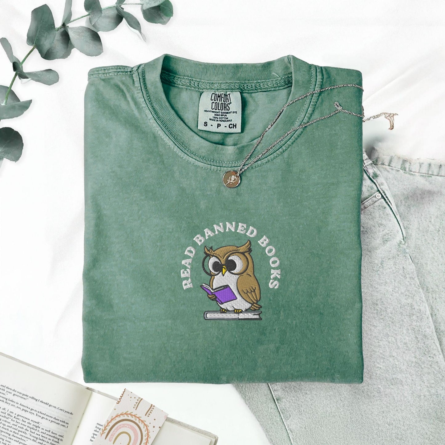 My Store Embroidered Read Banned Books Owl T-Shirt Embroidered Read Banned Books Owl T-Shirt