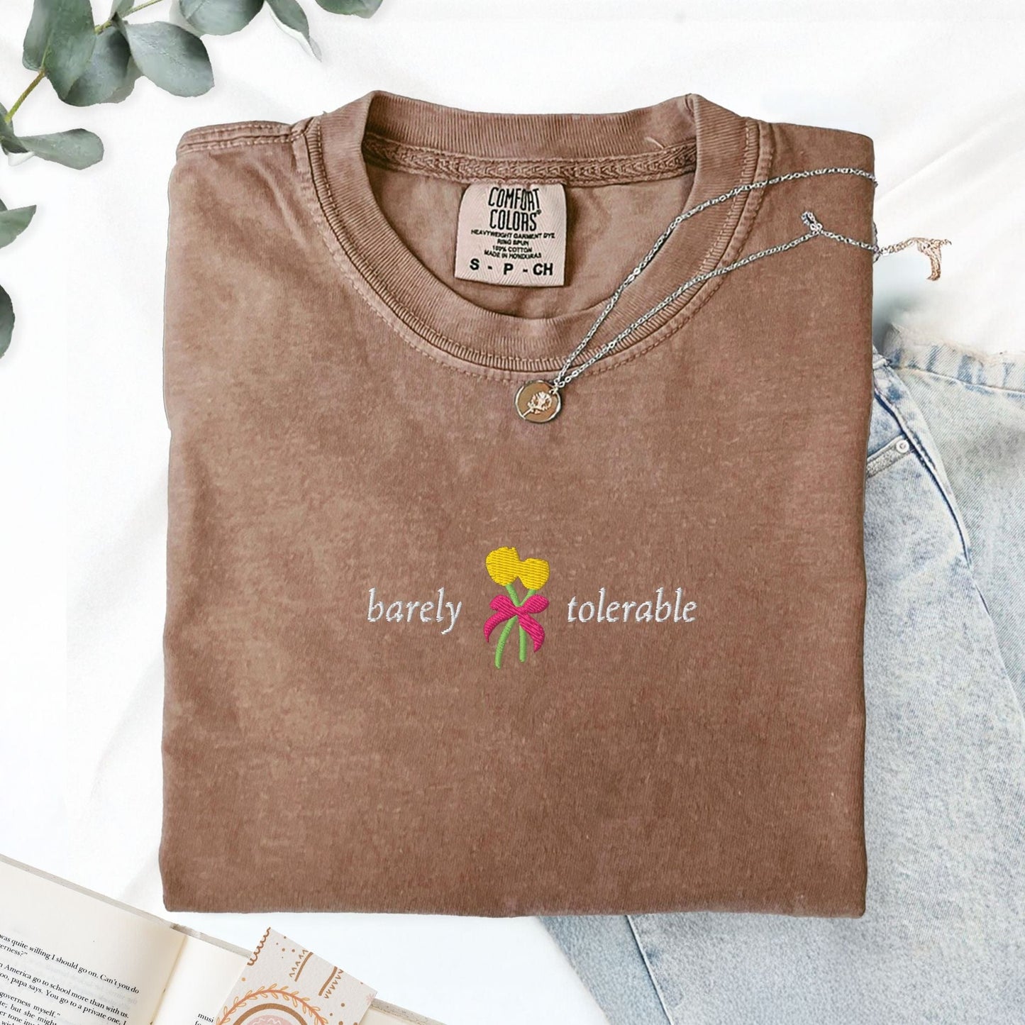 My Store Barely Tolerable Jane Austen Embroidered T-Shirt Barely Tolerable Jane Austen Embroidered T-Shirt