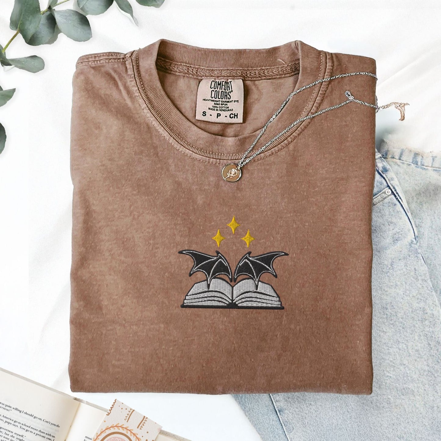 My Store Bat Boys Bat Wings Book Embroidered T-Shirt Bat Boys Bat Wings Book Embroidered T-Shirt