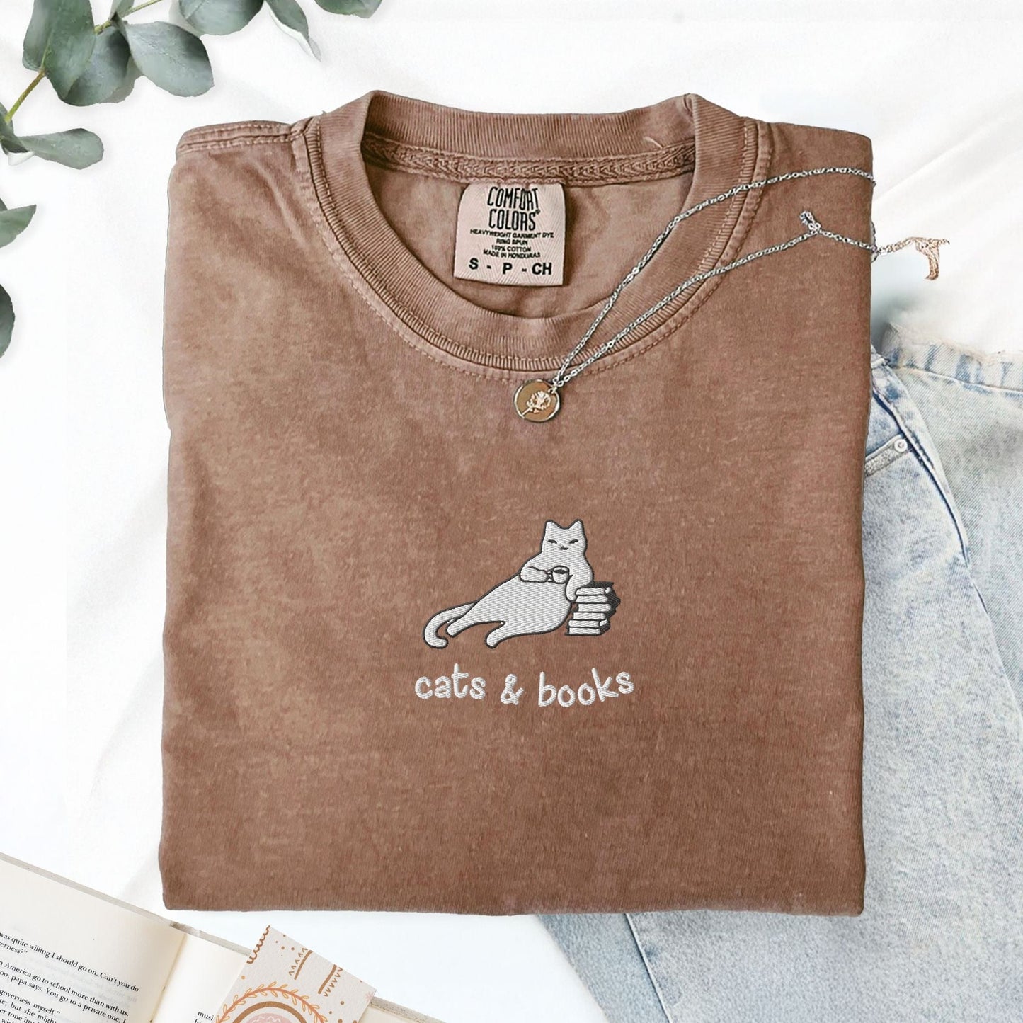 My Store Cats and Books Embroidered Comfort Colors® T-Shirt Cats and Books Embroidered Comfort Colors® T-Shirt