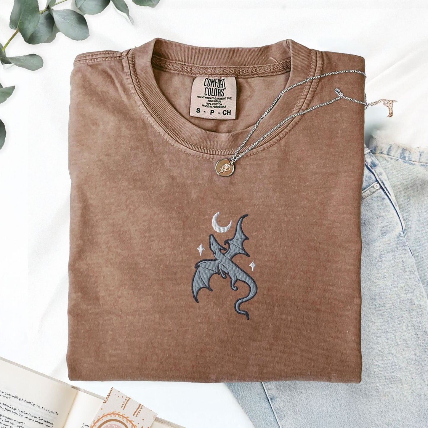 My Store Embroidered Moon Hatched Dragon Comfort Colors T-Shit Embroidered Moon Hatched Dragon Comfort Colors T-Shit