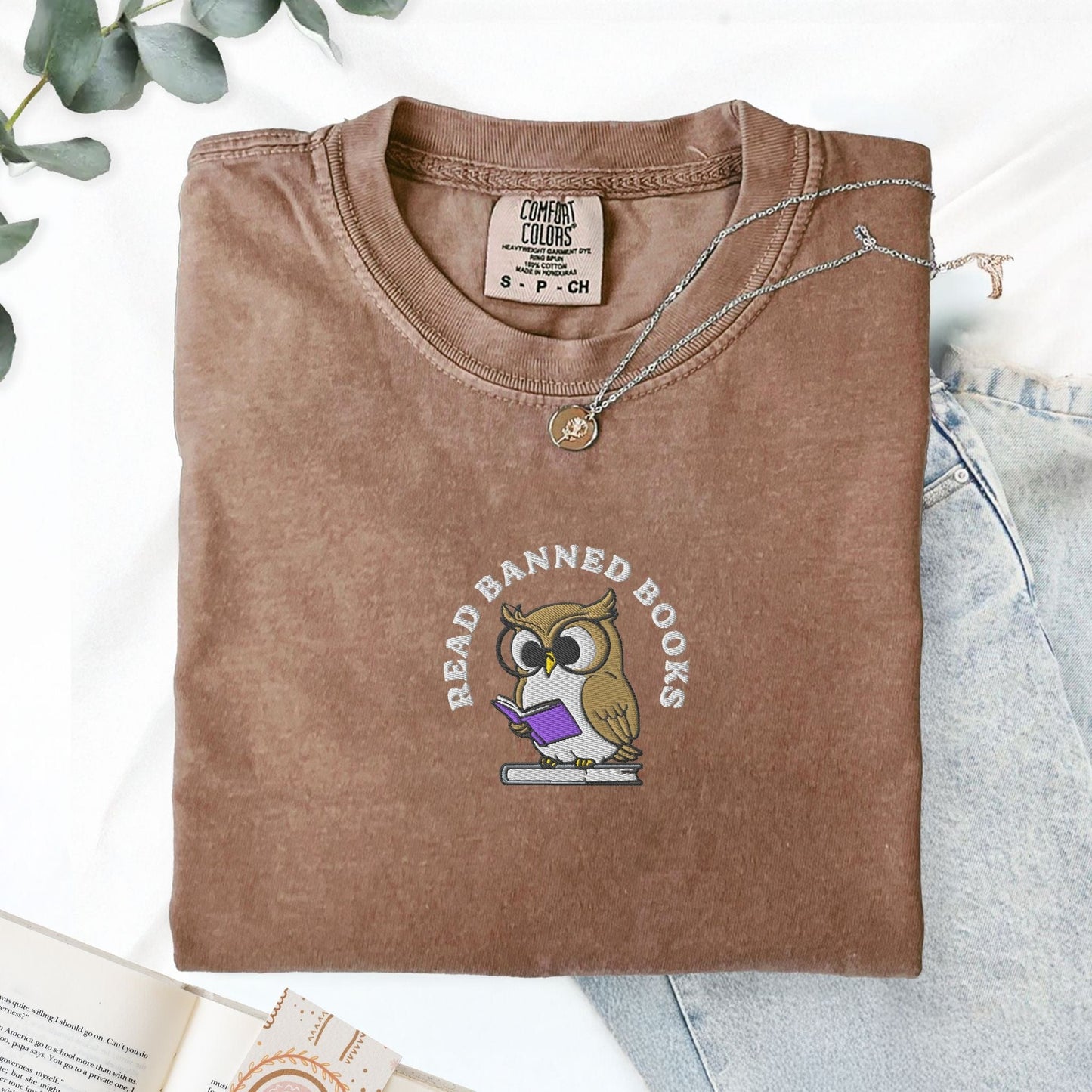 My Store Embroidered Read Banned Books Owl T-Shirt Embroidered Read Banned Books Owl T-Shirt