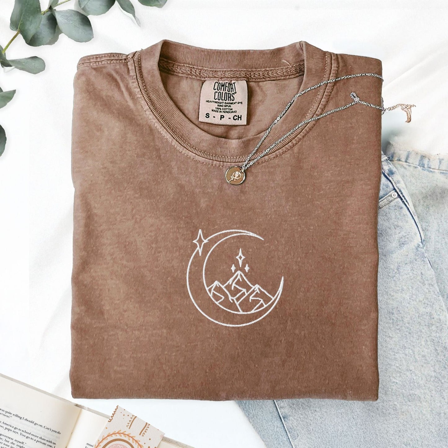 My Store Fantasy Mountains Embroidered Bookish T-Shirt Fantasy Mountains Embroidered Bookish T-Shirt