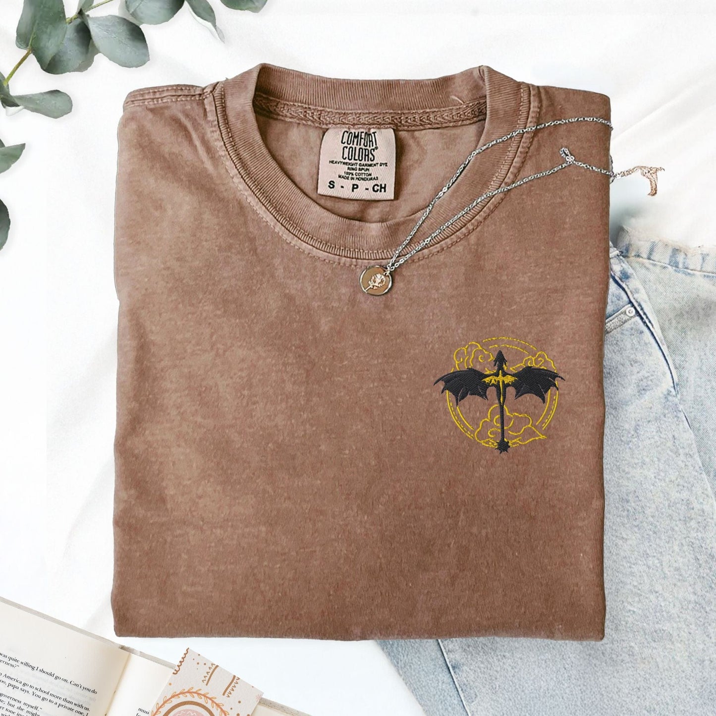 My Store Fantasy Romance Dragons Embroidered Tee Fantasy Romance Dragons Embroidered Tee
