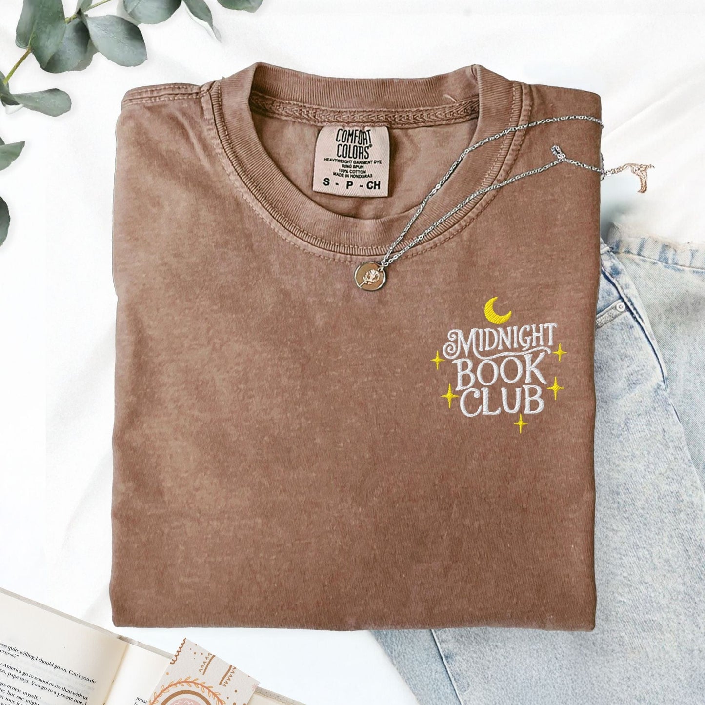My Store Midnight Book Club Embroidered Bookish T-Shirt Midnight Book Club Embroidered Bookish T-Shirt