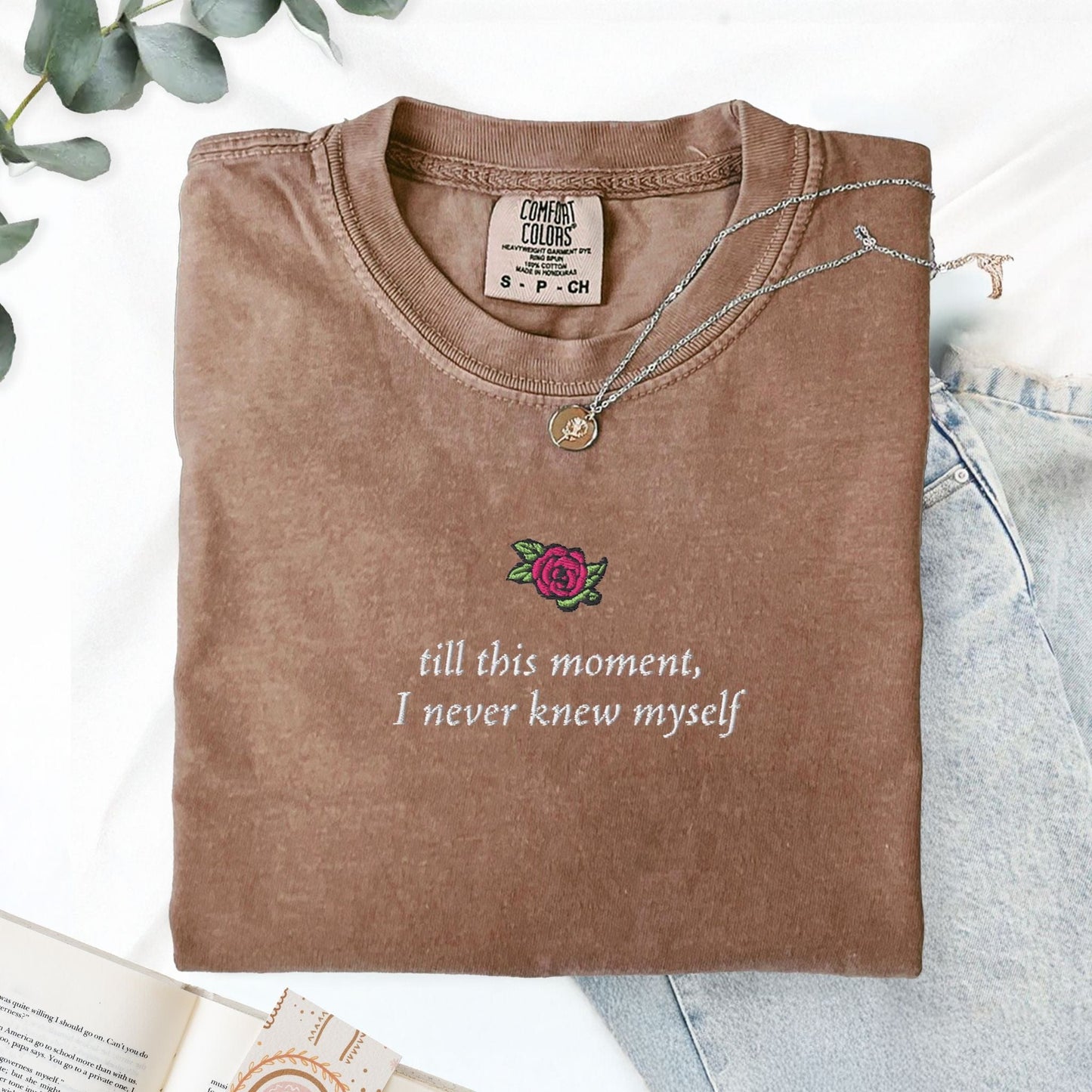 My Store Pride and Prejudice 'till this moment I never knew myself' Embroidered T-Shirt Pride and Prejudice 'till this moment I never knew myself' Embroidered T-Shirt