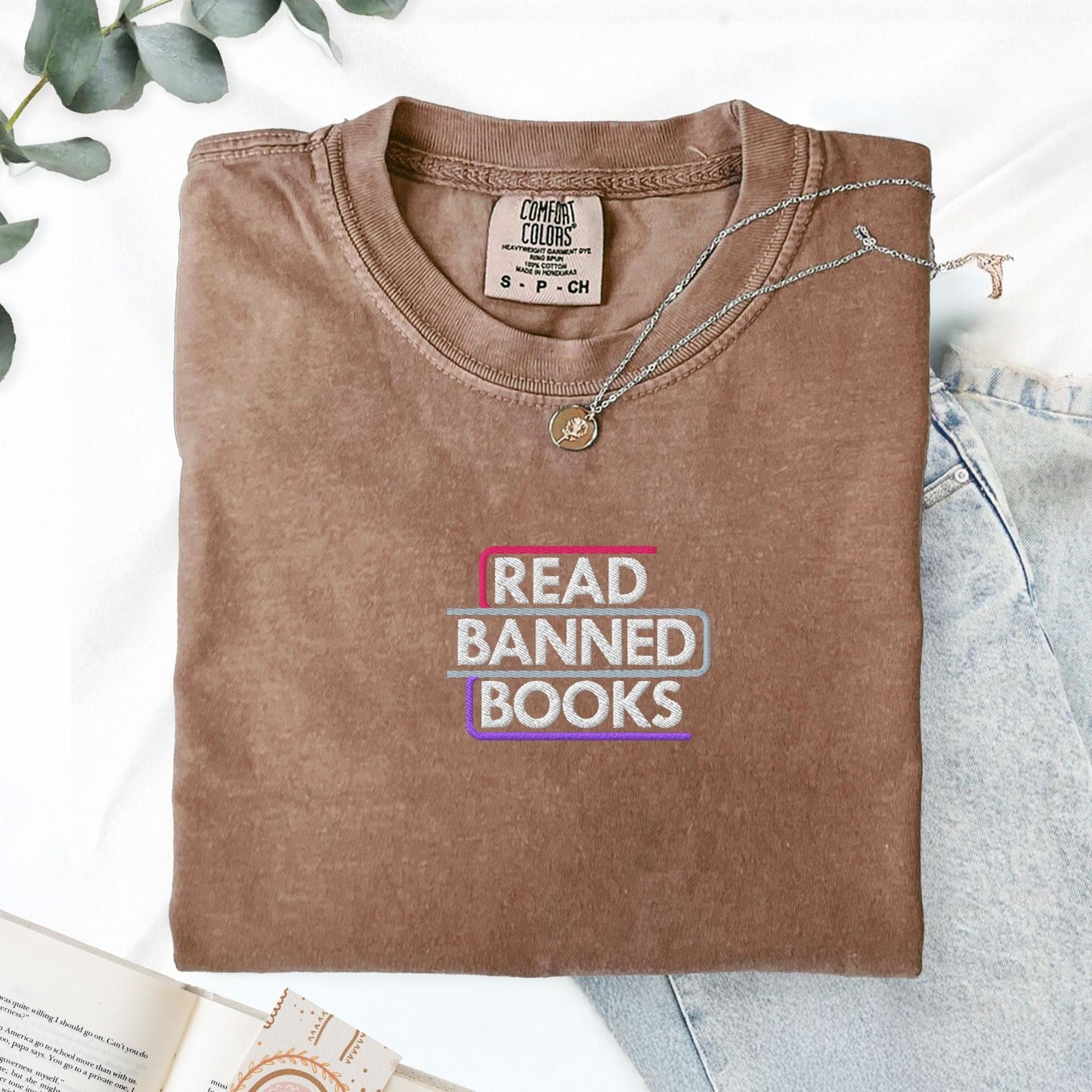 My Store Read Banned Books Embroidered T-Shirt Read Banned Books Embroidered T-Shirt