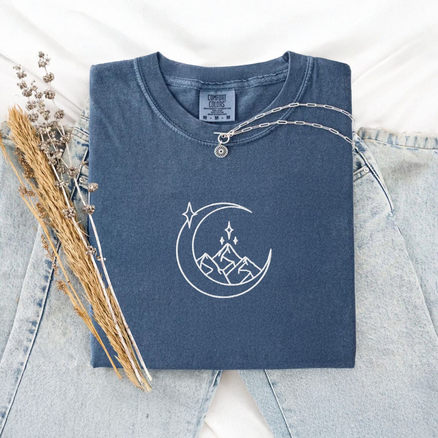 My Store Fantasy Mountains Embroidered Bookish T-Shirt Fantasy Mountains Embroidered Bookish T-Shirt