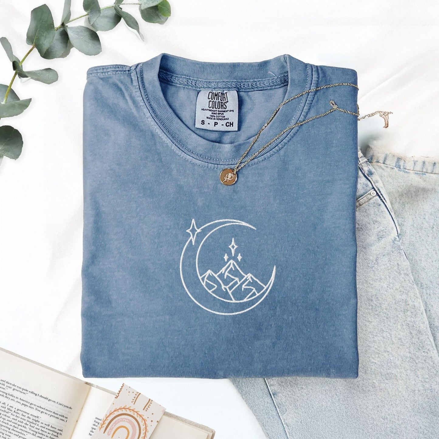 My Store Fantasy Mountains Embroidered Bookish T-Shirt Fantasy Mountains Embroidered Bookish T-Shirt