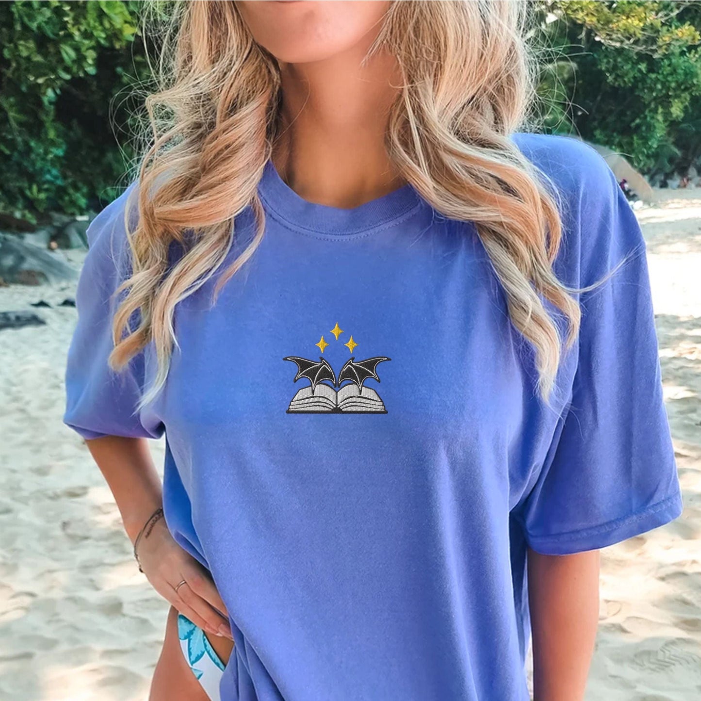 My Store Bat Boys Bat Wings Book Embroidered T-Shirt Bat Boys Bat Wings Book Embroidered T-Shirt