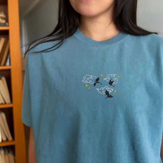 My Store Embroidered Dragons Fantasy Bookish T-Shirt Embroidered Dragons Fantasy Bookish T-Shirt