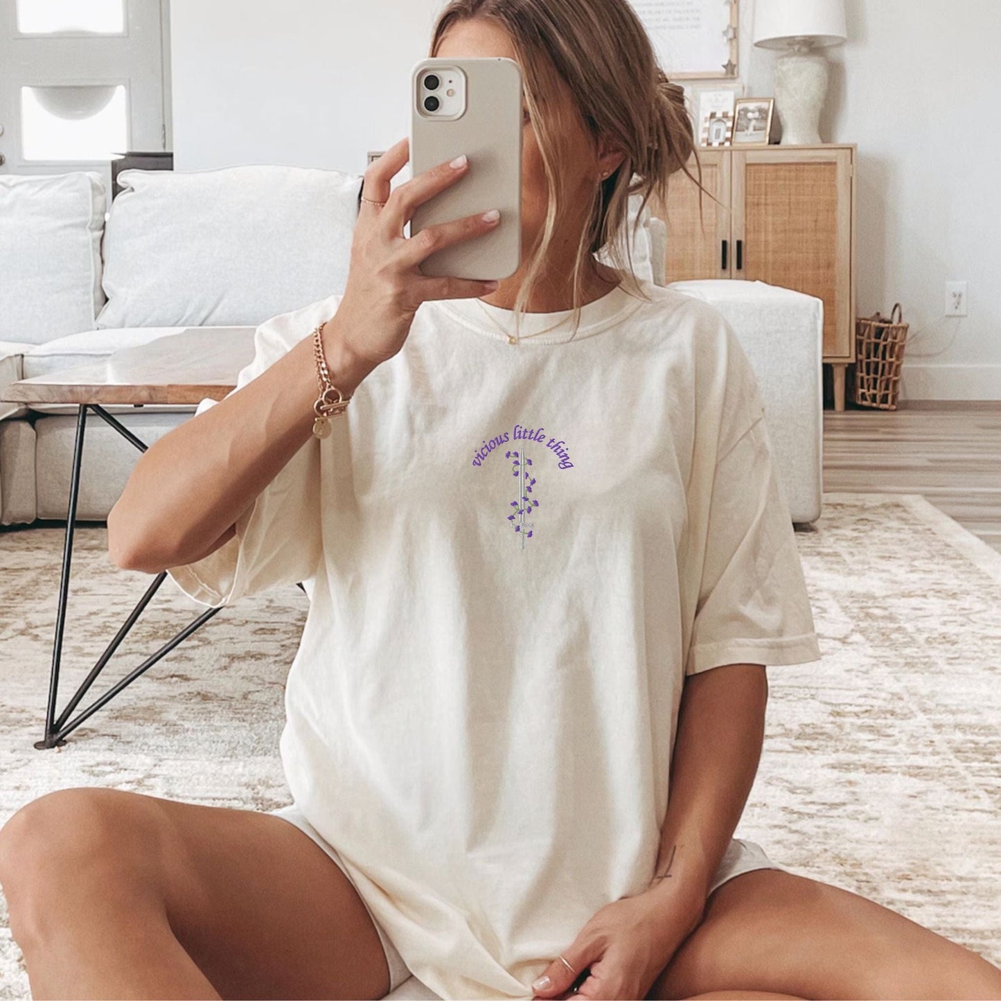 My Store Vicious Little Thing Embroidered Comfort Colors T-Shirt Vicious Little Thing Embroidered Comfort Colors T-Shirt