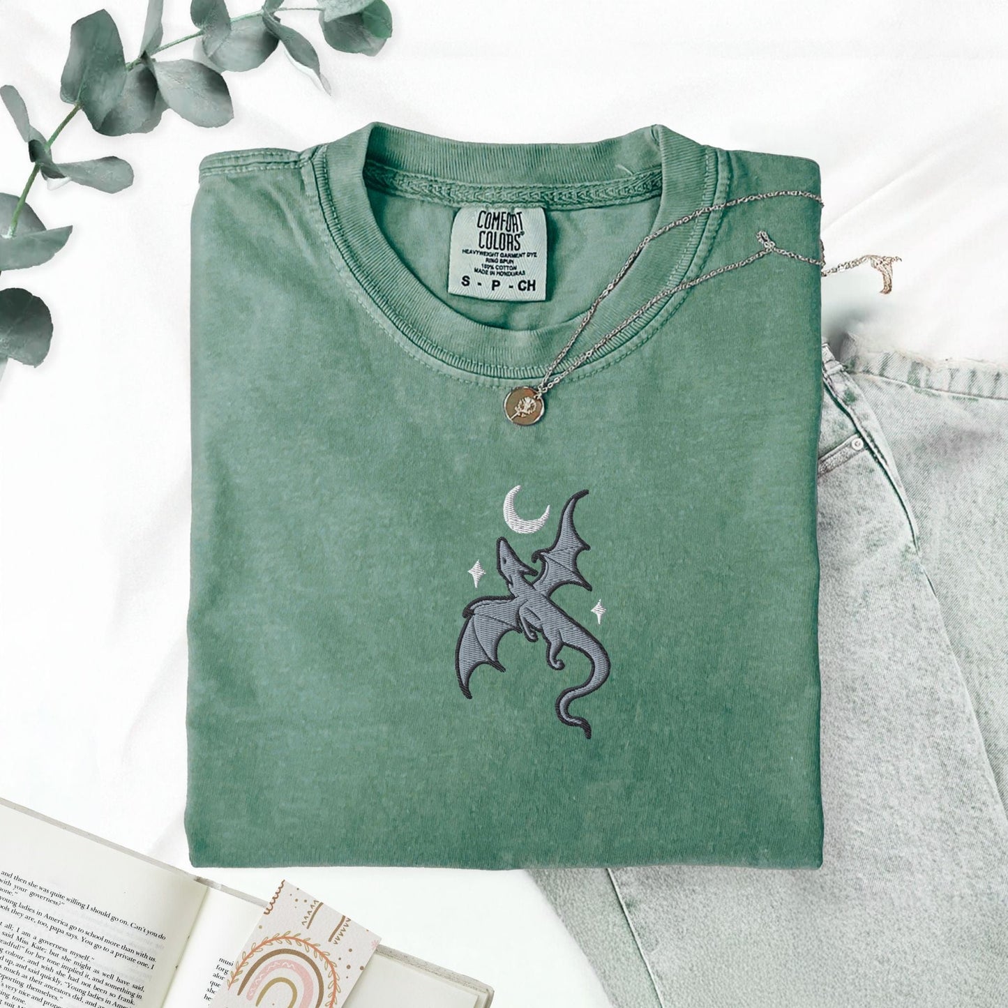 My Store Embroidered Moon Hatched Dragon Comfort Colors T-Shit Embroidered Moon Hatched Dragon Comfort Colors T-Shit