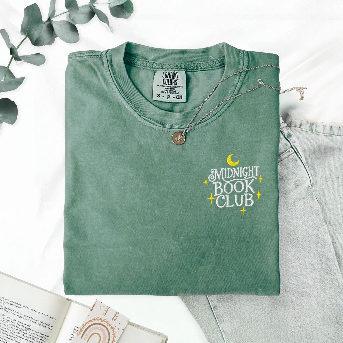 My Store Midnight Book Club Embroidered Bookish T-Shirt Midnight Book Club Embroidered Bookish T-Shirt