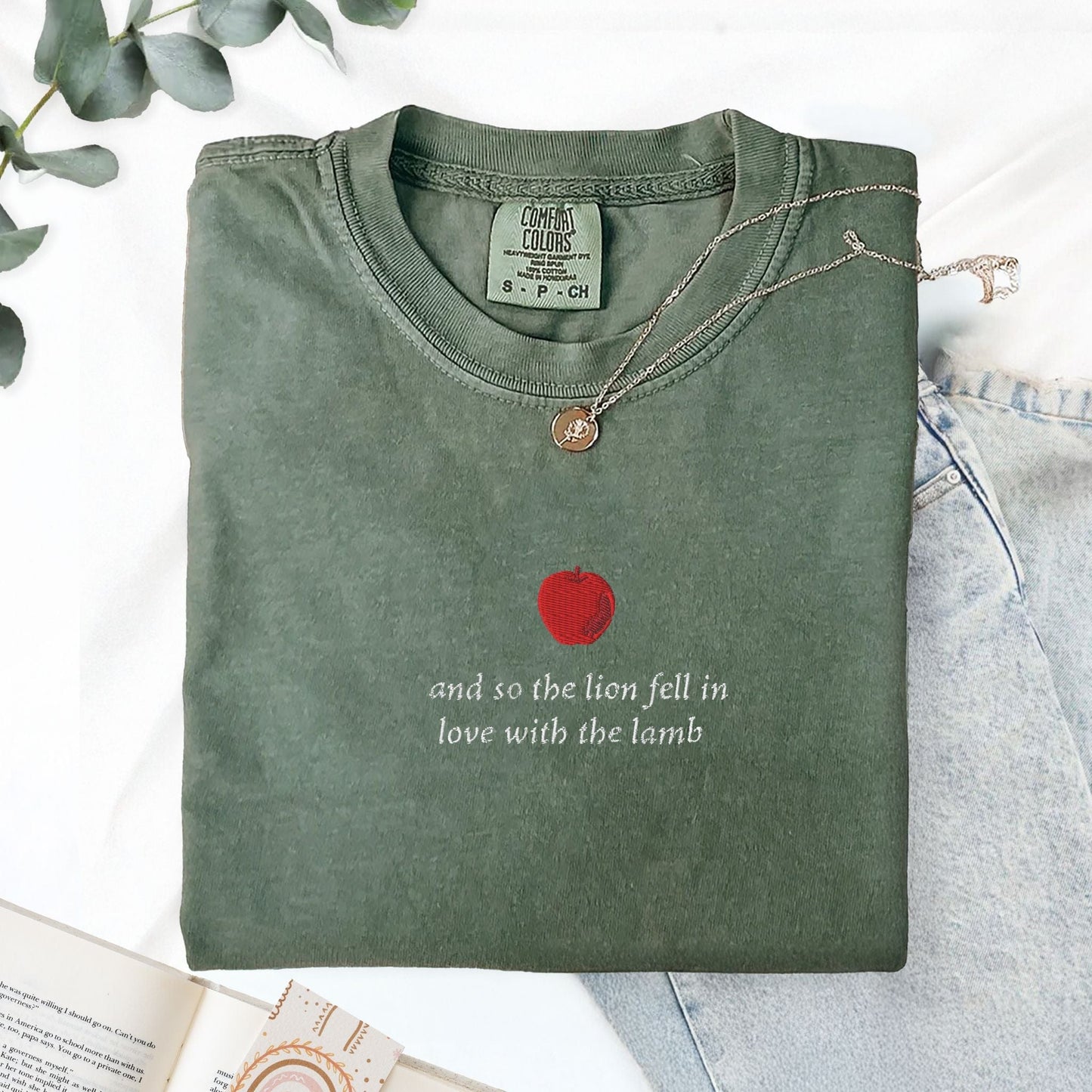 My Store and so the lion fell in love with the lamb' Embroidered T-Shirt and so the lion fell in love with the lamb' Embroidered T-Shirt