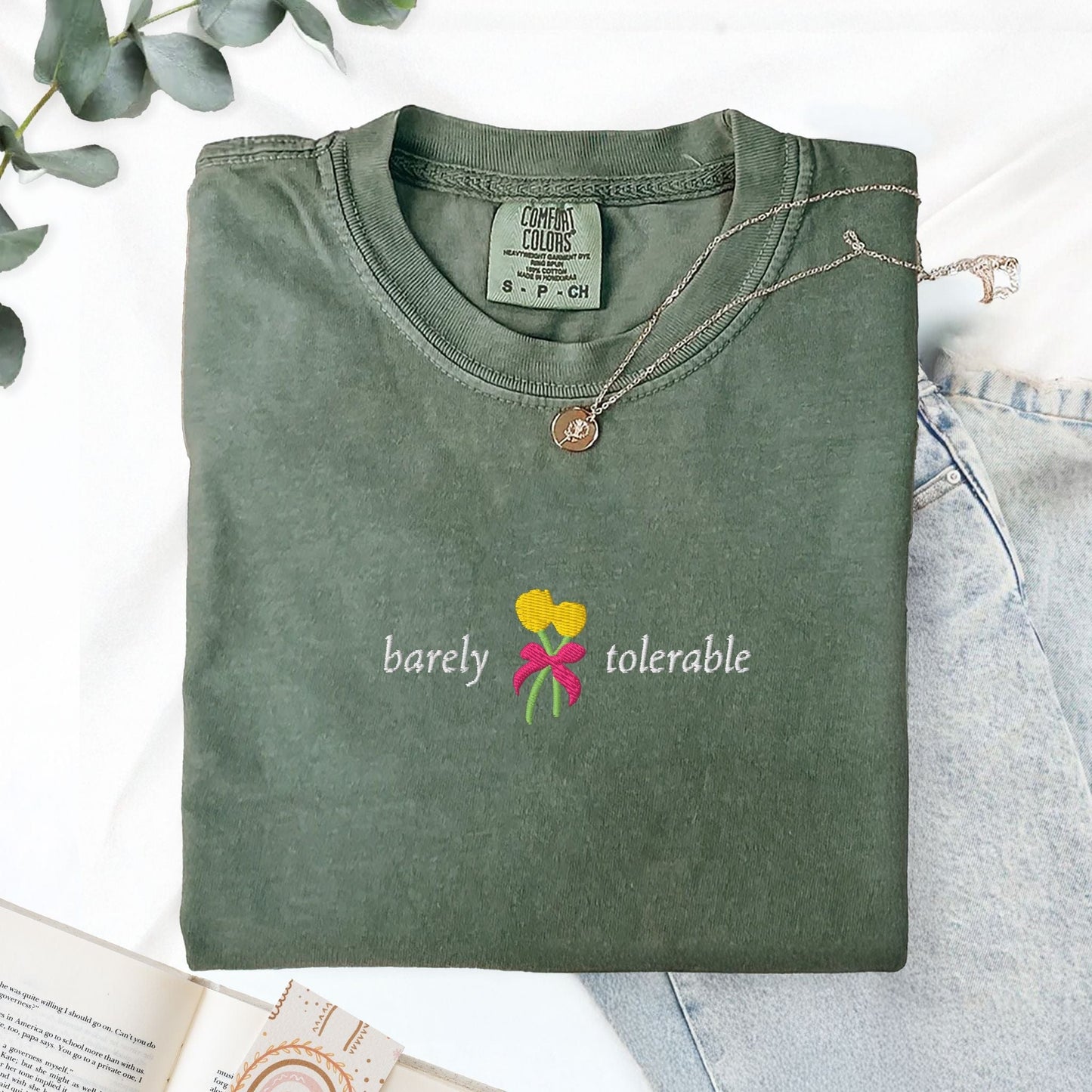 My Store Barely Tolerable Jane Austen Embroidered T-Shirt Barely Tolerable Jane Austen Embroidered T-Shirt