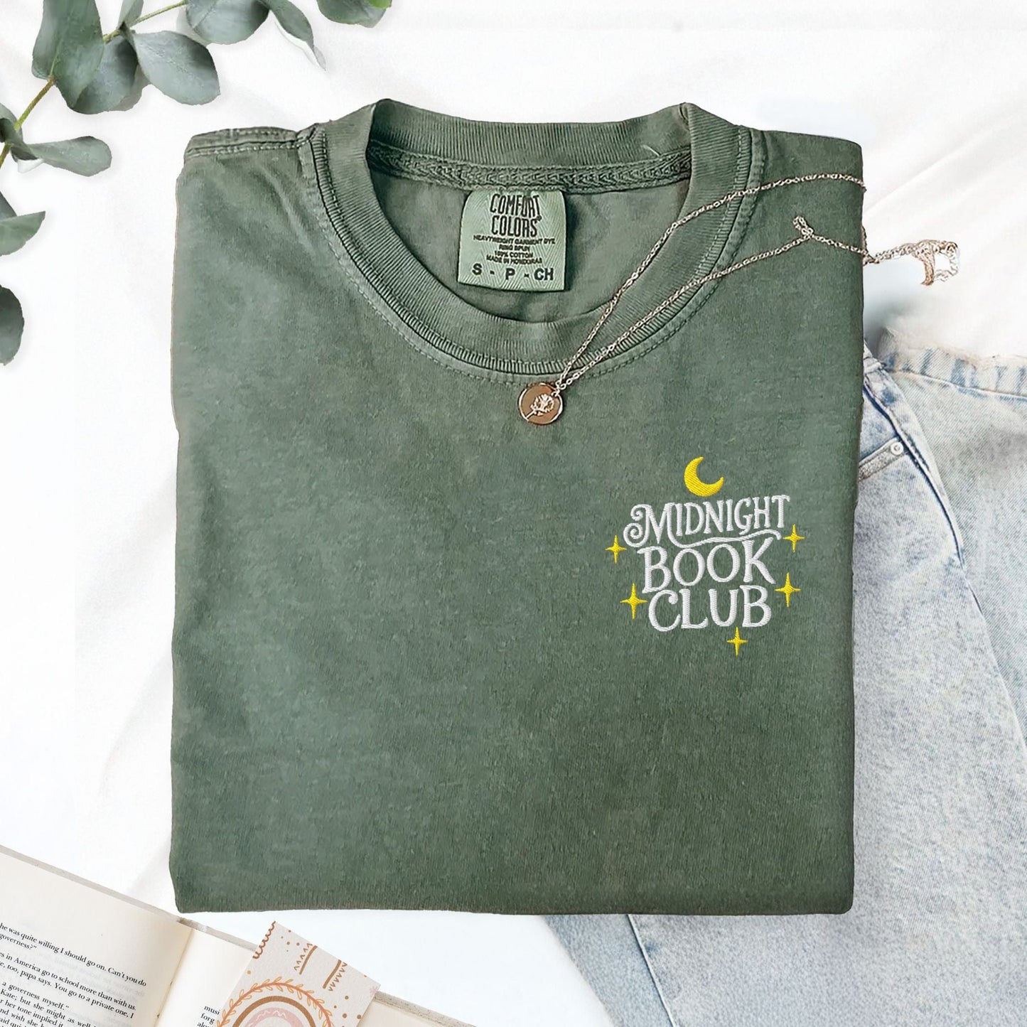 My Store Midnight Book Club Embroidered Bookish T-Shirt Midnight Book Club Embroidered Bookish T-Shirt