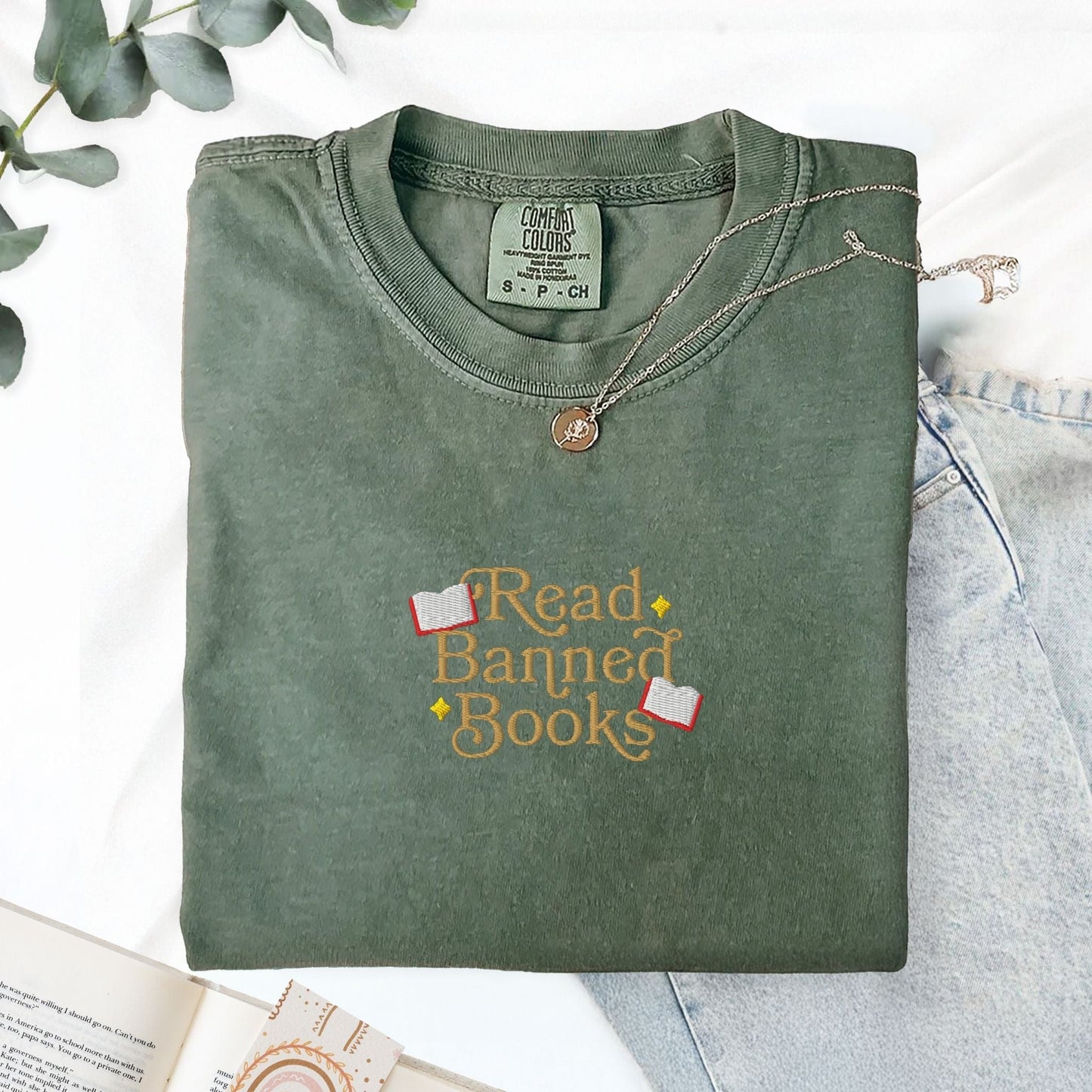 My Store Read Banned Books Embroidered T-Shirt Read Banned Books Embroidered T-Shirt
