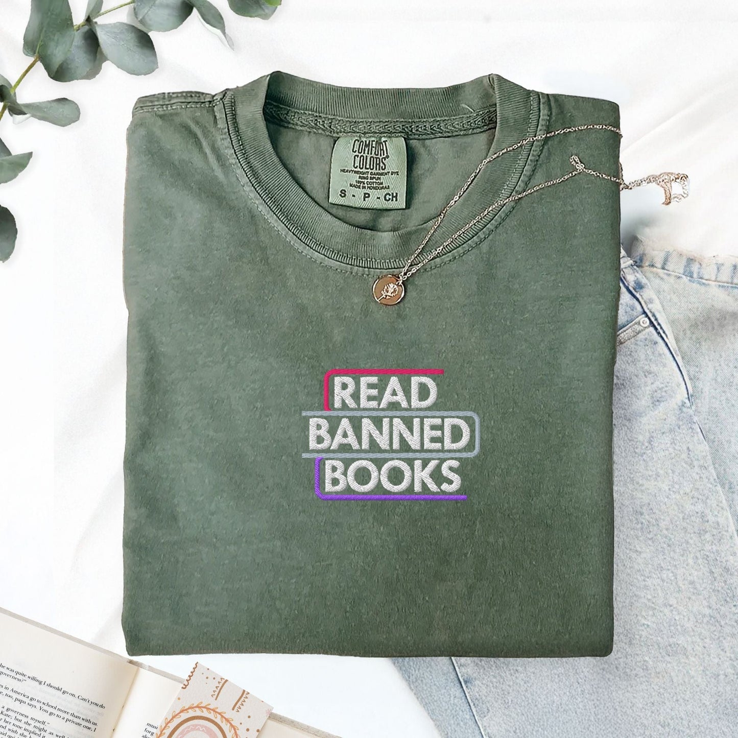 My Store Read Banned Books Embroidered T-Shirt Read Banned Books Embroidered T-Shirt