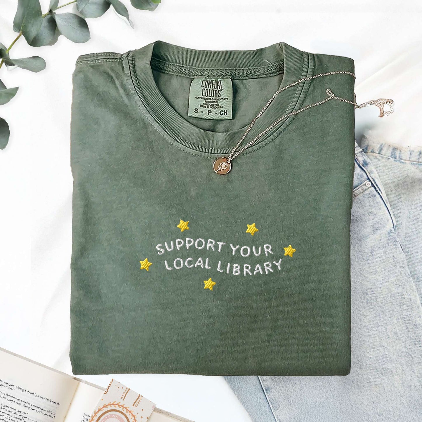 My Store Support Your Local Library Embroidered T-Shirt Support Your Local Library Embroidered T-Shirt
