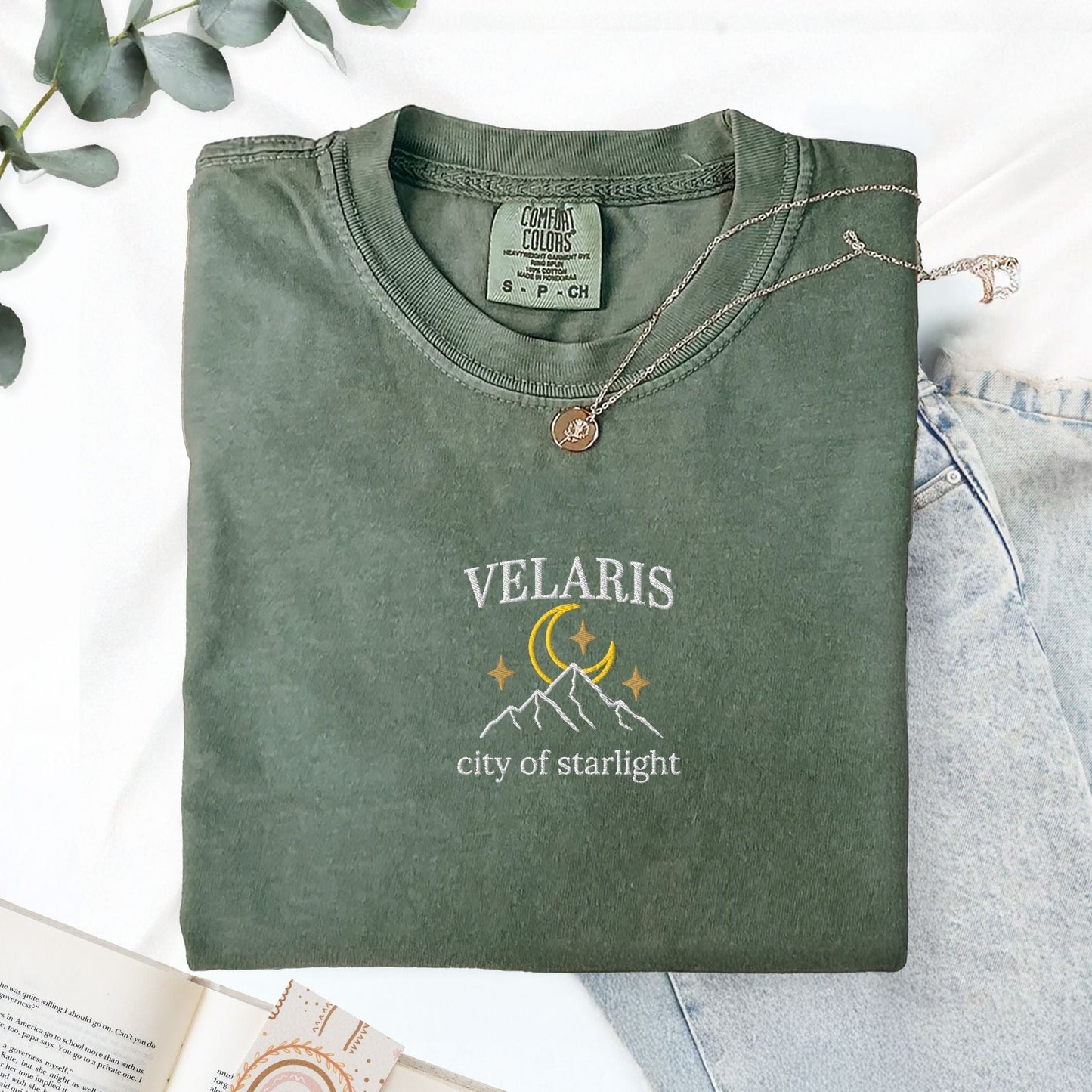 My Store Velaris City of Starlight Embroidered Comfort Colors T Shirt Velaris City of Starlight Embroidered Comfort Colors T Shirt