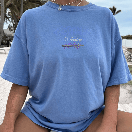 My Store Oh Darling Powerless Comfort Colors Embroidered T-Shirt Oh Darling Powerless Comfort Colors Embroidered T-Shirt