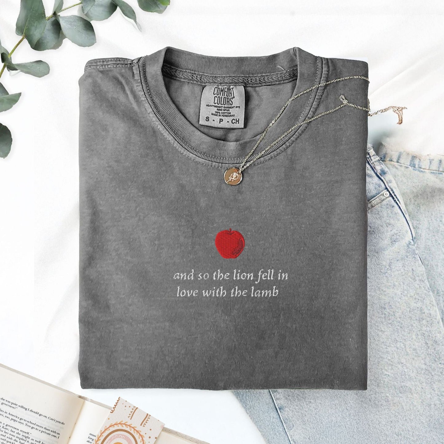 My Store and so the lion fell in love with the lamb' Embroidered T-Shirt and so the lion fell in love with the lamb' Embroidered T-Shirt