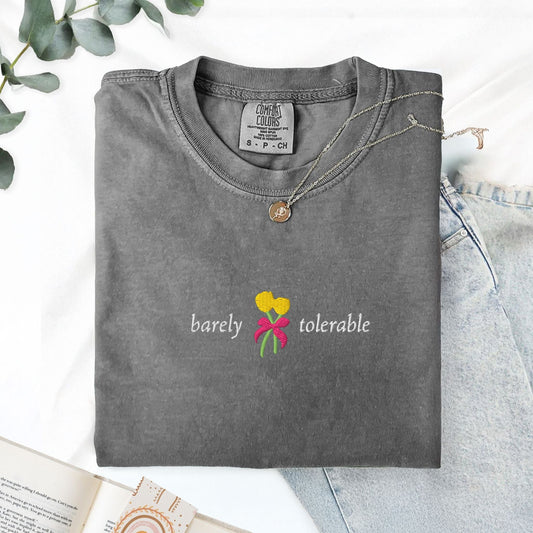 My Store Barely Tolerable Jane Austen Embroidered T-Shirt Barely Tolerable Jane Austen Embroidered T-Shirt