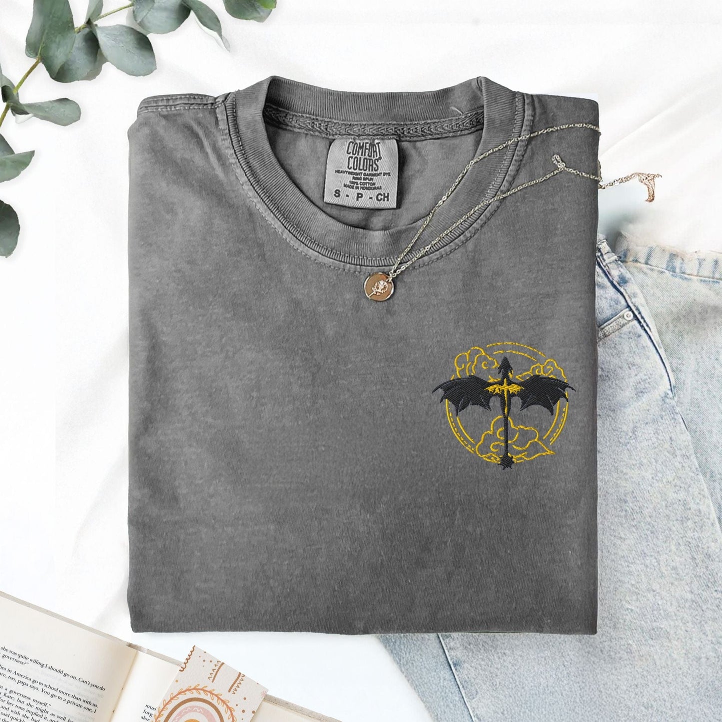 My Store Fantasy Romance Dragons Embroidered Tee Fantasy Romance Dragons Embroidered Tee