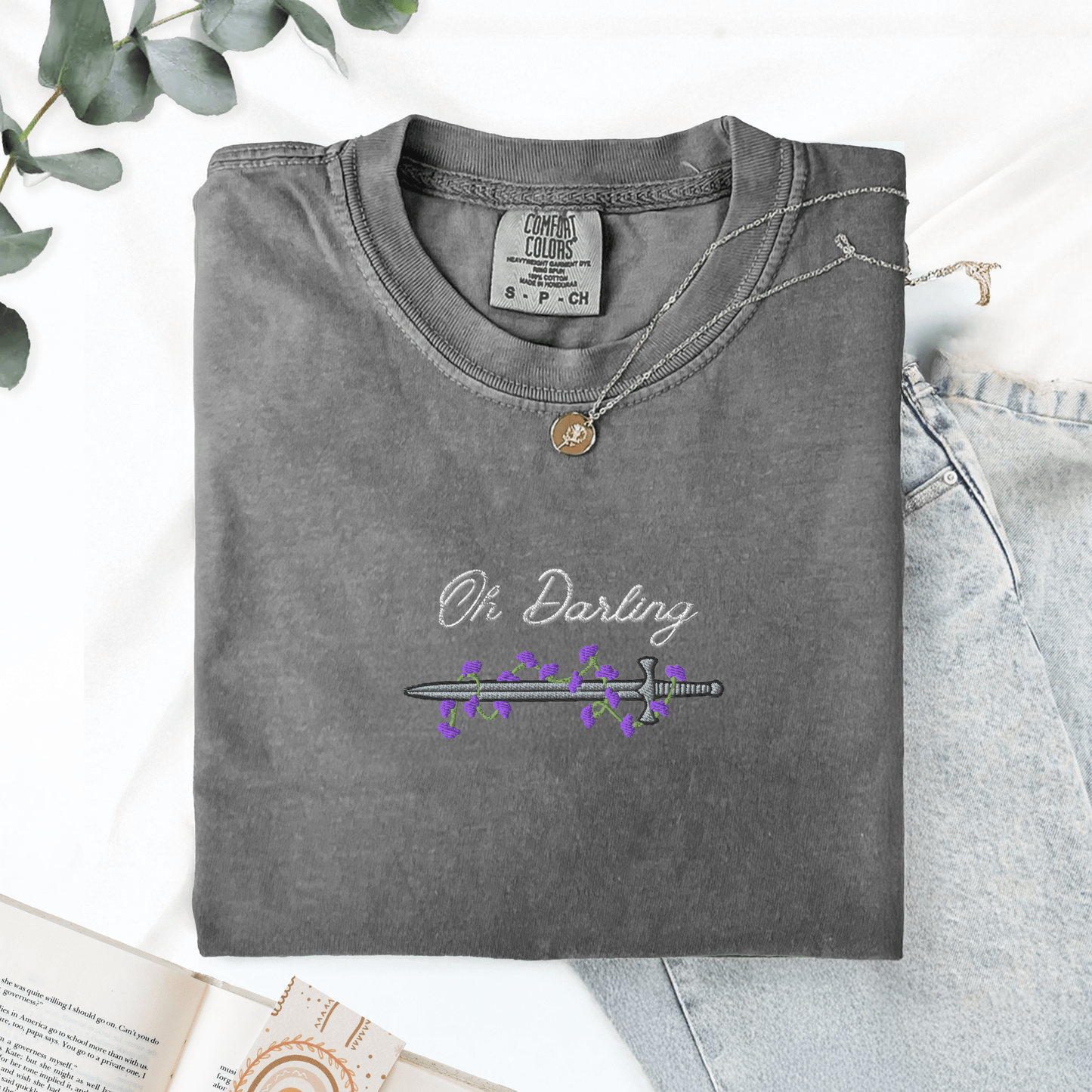 My Store Oh Darling Powerless Comfort Colors Embroidered T-Shirt Oh Darling Powerless Comfort Colors Embroidered T-Shirt