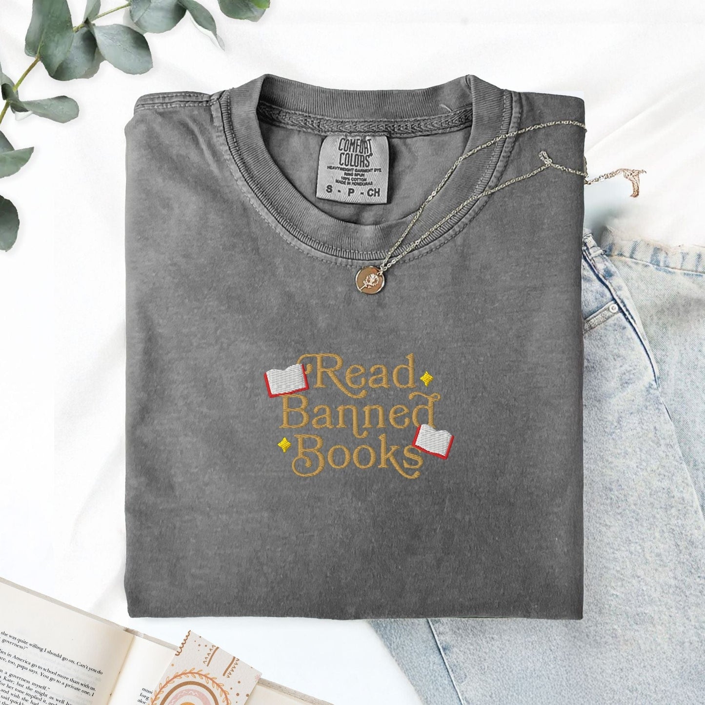My Store Read Banned Books Embroidered T-Shirt Read Banned Books Embroidered T-Shirt