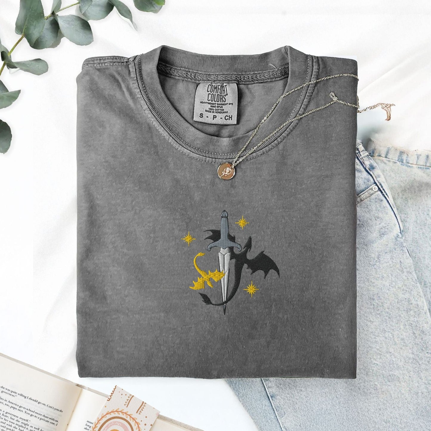 My Store Tairn and Andarna Embroidered Dragon T-Shirt Tairn and Andarna Embroidered Dragon T-Shirt