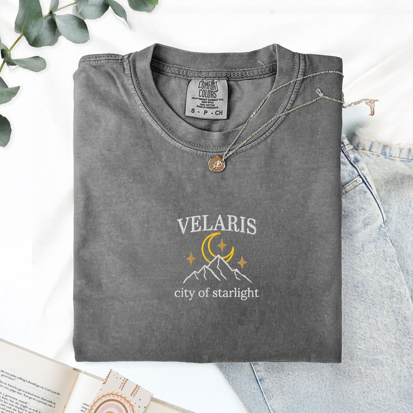 My Store Velaris City of Starlight Embroidered Comfort Colors T Shirt Velaris City of Starlight Embroidered Comfort Colors T Shirt