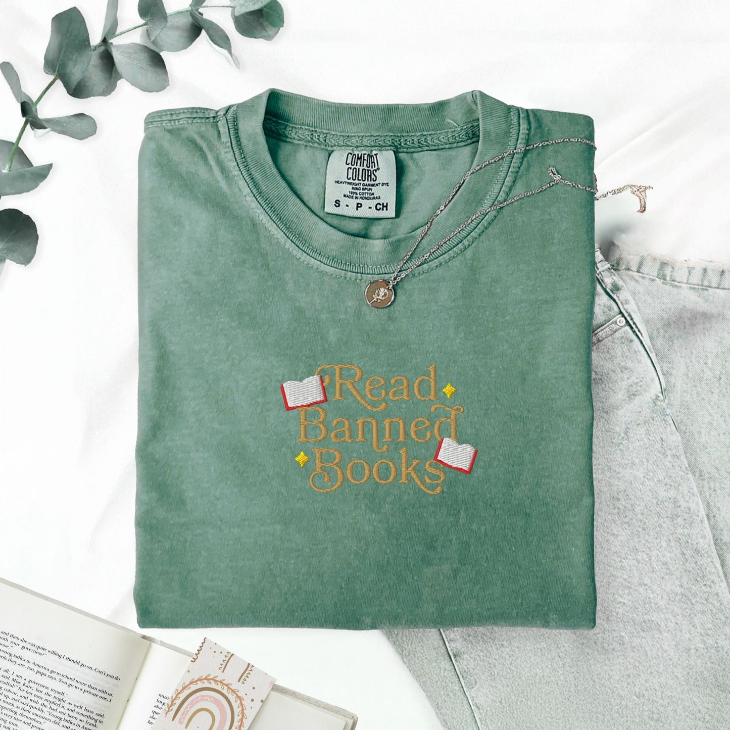 My Store Read Banned Books Embroidered T-Shirt Read Banned Books Embroidered T-Shirt