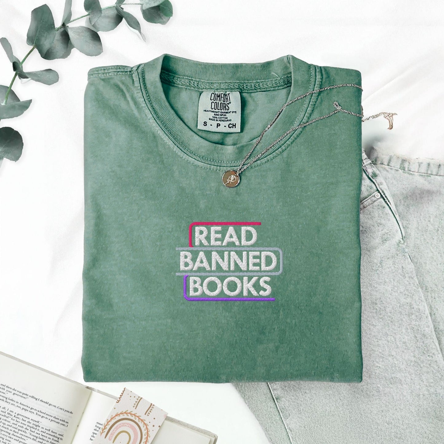 My Store Read Banned Books Embroidered T-Shirt Read Banned Books Embroidered T-Shirt